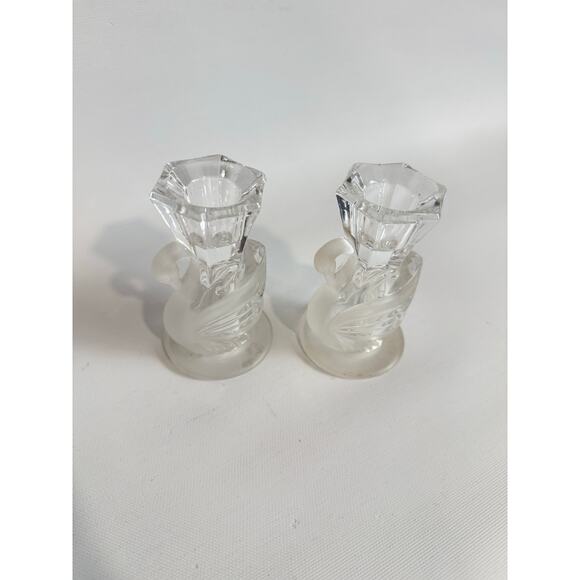 PartyLite Crystal Swan Pair Candle Holders 24% Lead Crystal #P0168 - Picture 6 of 7